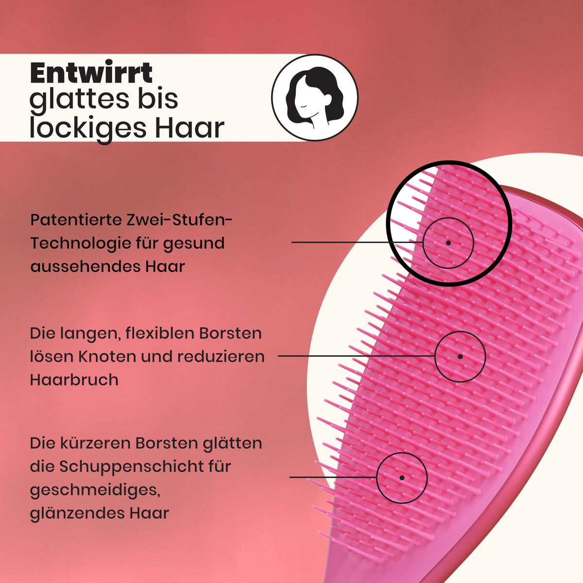 Tangle Teezer Ultimate Detangler Haarbürste – Nasses & Trockenes Haar – Entwirrungsbürste für Alle Haartypen – Zweistufige Borsten Reduzieren Haarbruch & Knoten – Champagner Gold mit Chrom-Finish