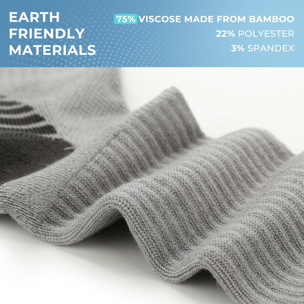 BAMBOO COOL Men's Crew Socks Athletic Cushioned Moisture Wicking 6 Pairs