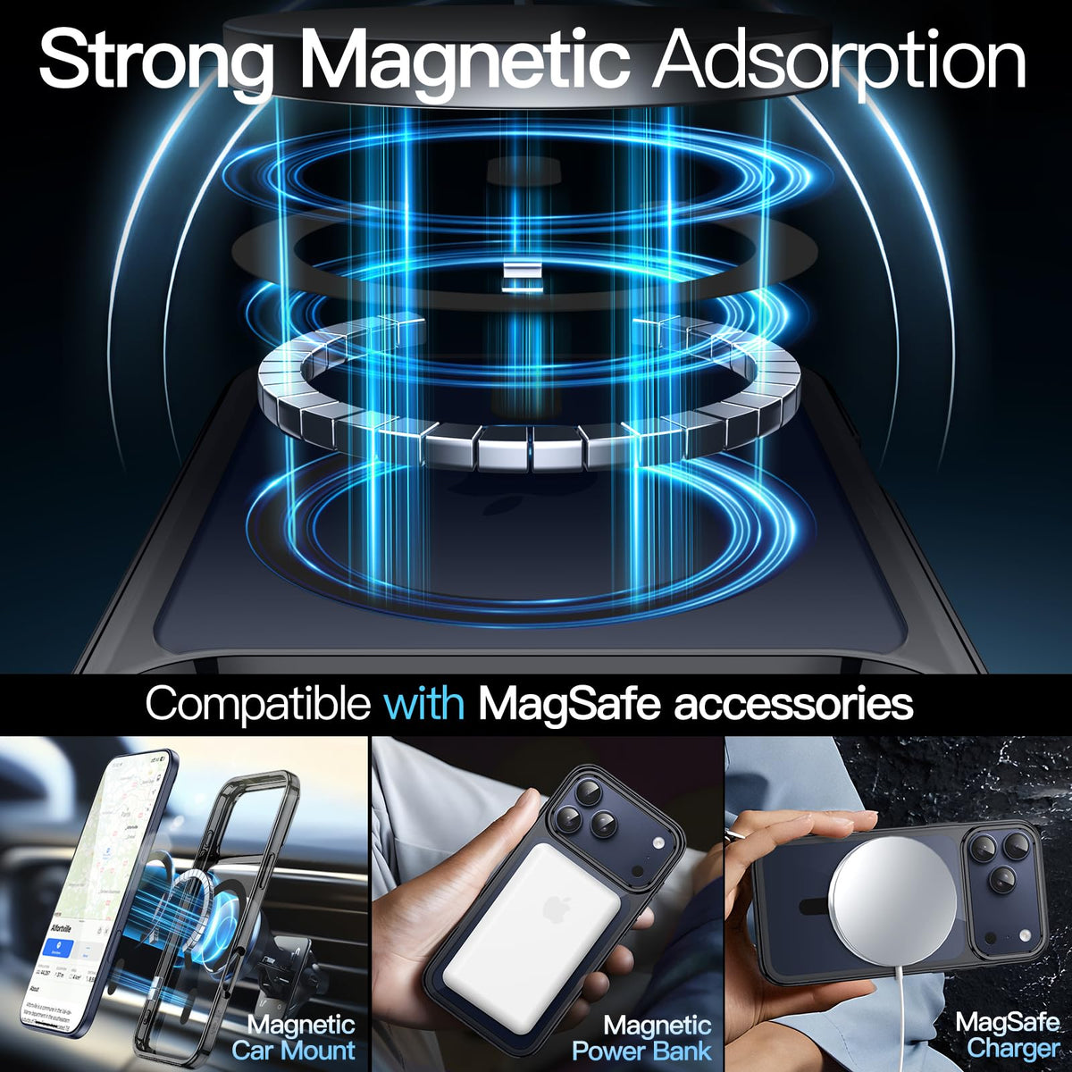 JETech Magnetische Hülle für iPhone 17, Durchsichtig