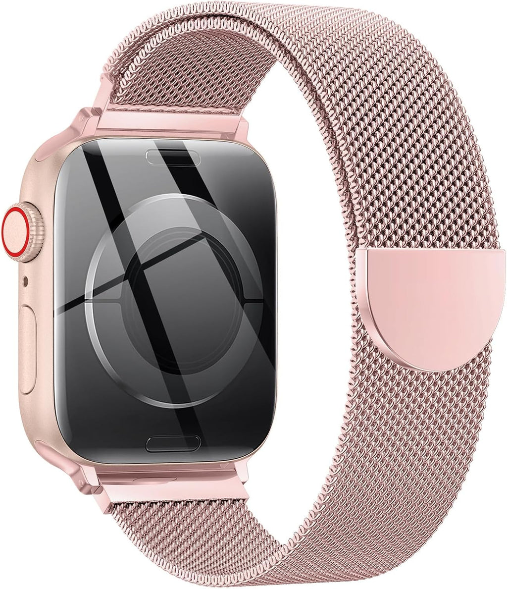 OULUOQI Edelstahl Milanaise Armband für Apple Watch 44mm 46mm 45mm 49mm