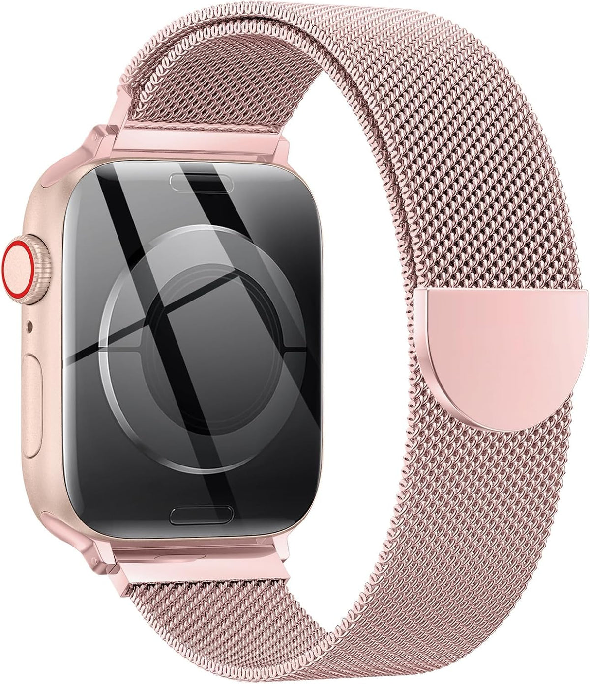 OULUOQI Edelstahl Milanaise Armband für Apple Watch 44mm 46mm 45mm 49mm