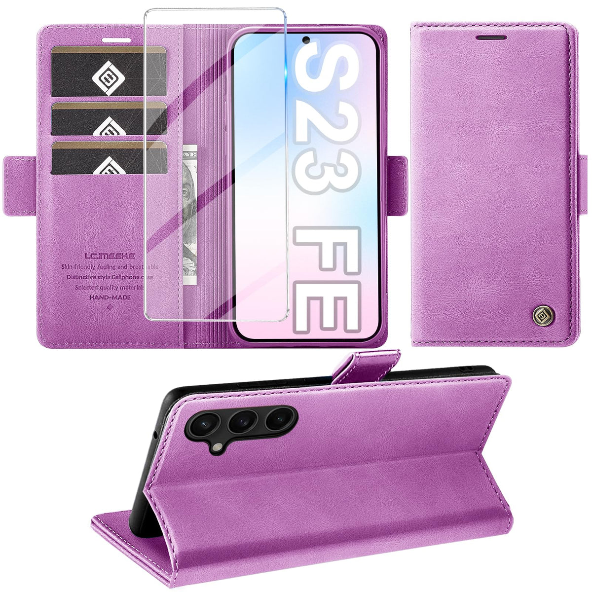 Giyer Handyhülle für Samsung Galaxy S24 5G Hülle mit Schutzfolie, Schutzhülle Galaxy S24 5G PU-Leder Wallet Flip Case Standfunktion Kartenfach Klapphülle für Samsung S24 5G Full Cover (Grün)