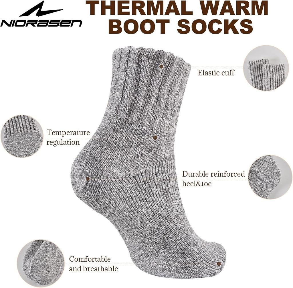 Niorasen Women's Thermal Socks, 3 Pairs Full Cushioned, Cosy Gift Winter
