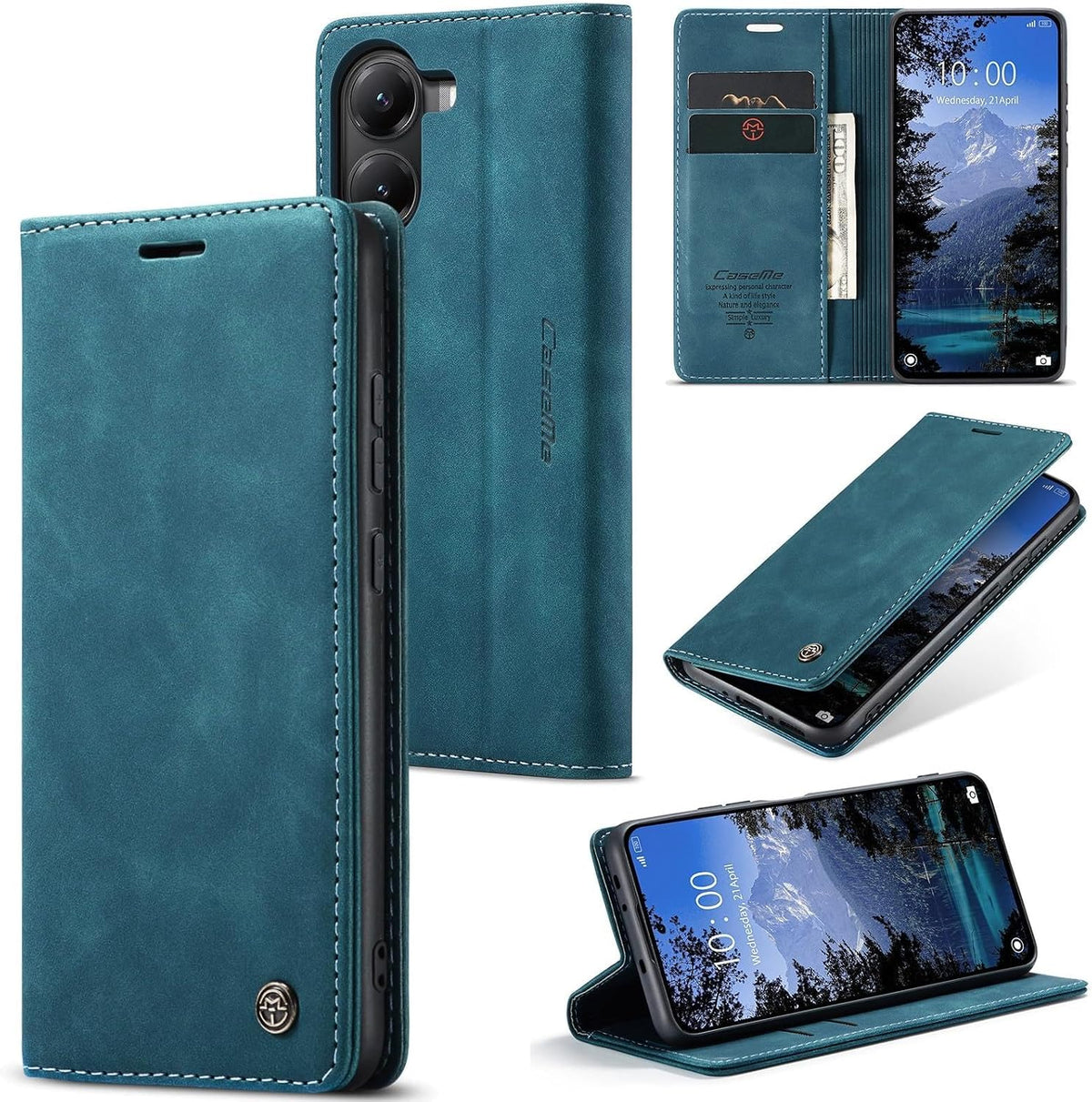 Handyhülle für Honor Magic 6 Pro hülle Premium PU klapphülle RFID Lederhülle Faltbare Schutzhülle Kartenfach Standfunktion Handytasche hülle Honor Magic 6 Pro 5G - Schwarz