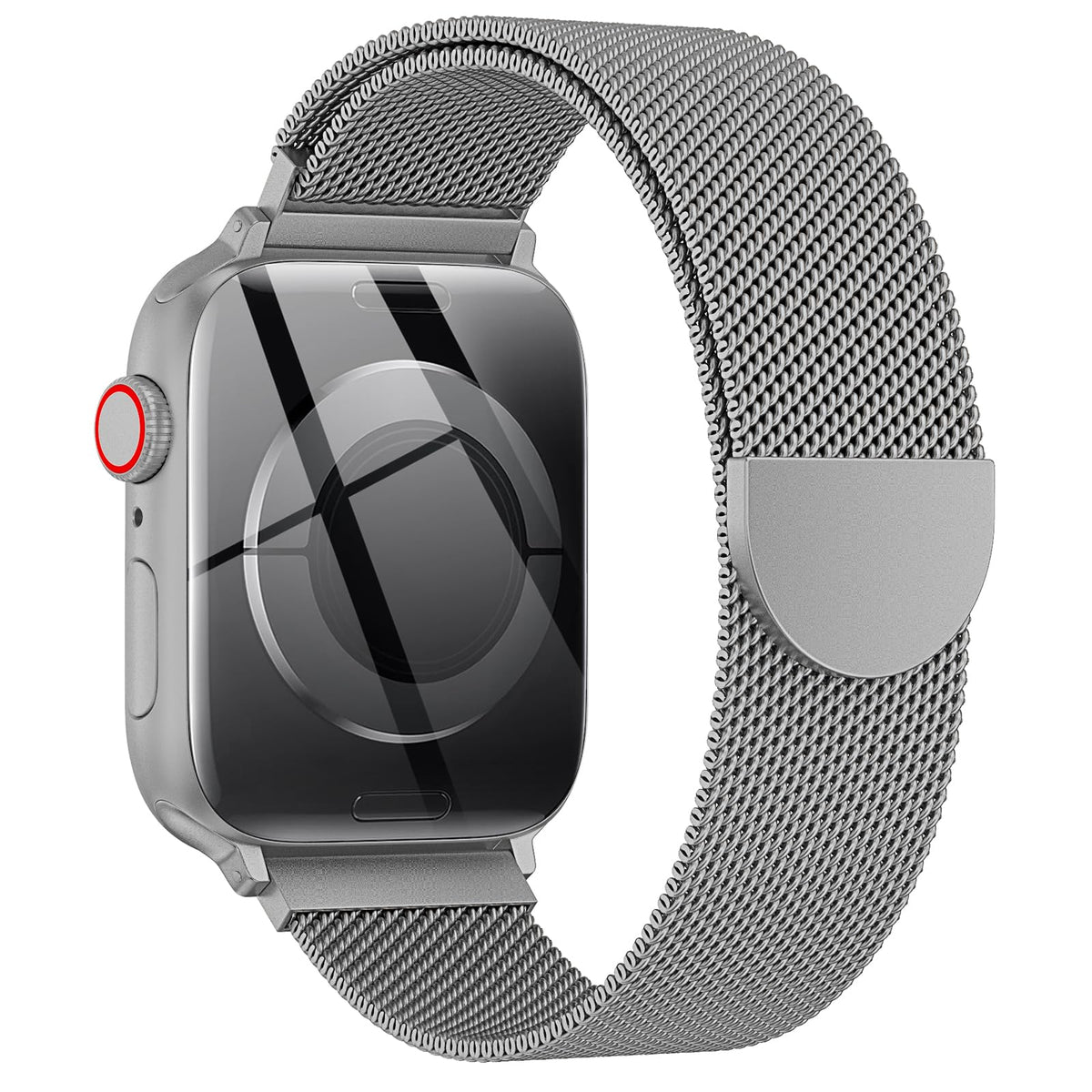 OULUOQI Edelstahl Milanaise Armband für Apple Watch 44mm 46mm 45mm 49mm