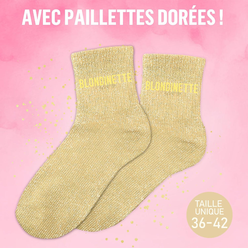 MASSA Chaussettes Paillettes - Taille Unique - Parfaite, Unique, Wesh, Tana, Princesse, Pipelette, Raleuse, Gourmande, Aigrie, Mamounette - Chaussettes à Paillettes