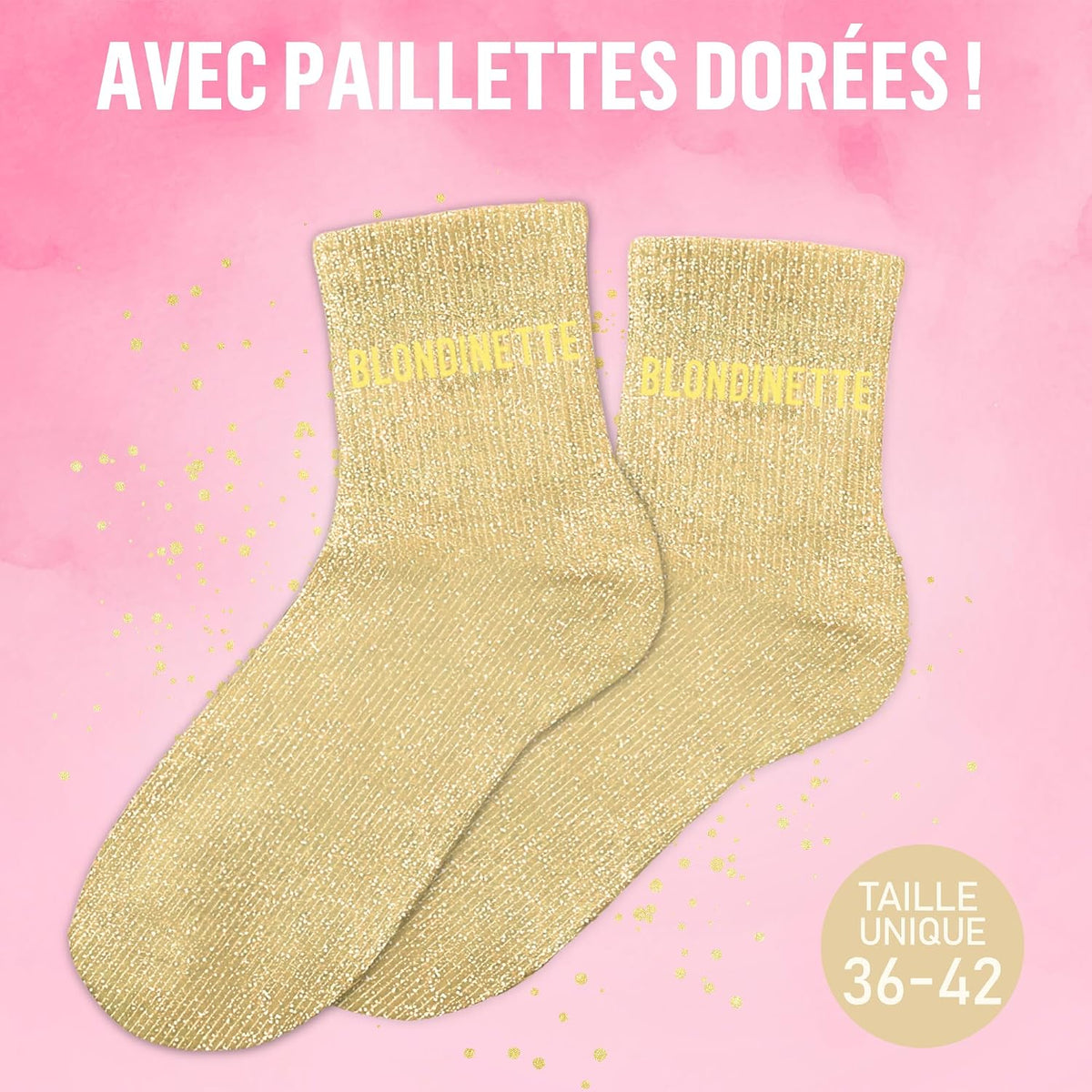 MASSA Chaussettes Paillettes - Taille Unique - Parfaite, Unique, Wesh, Tana, Princesse, Pipelette, Raleuse, Gourmande, Aigrie, Mamounette - Chaussettes à Paillettes
