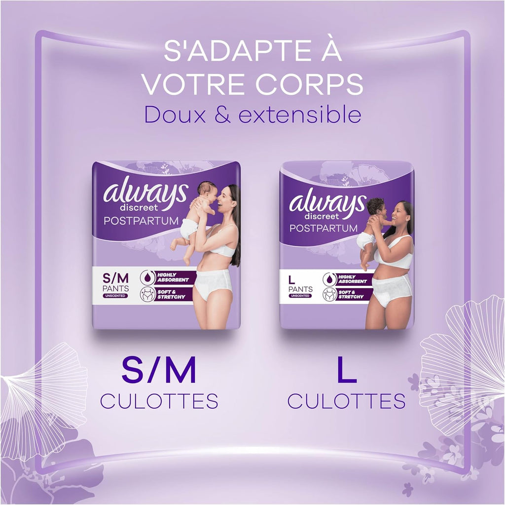 Always Discreet Postpartum Culottes Jetables Taille L x8