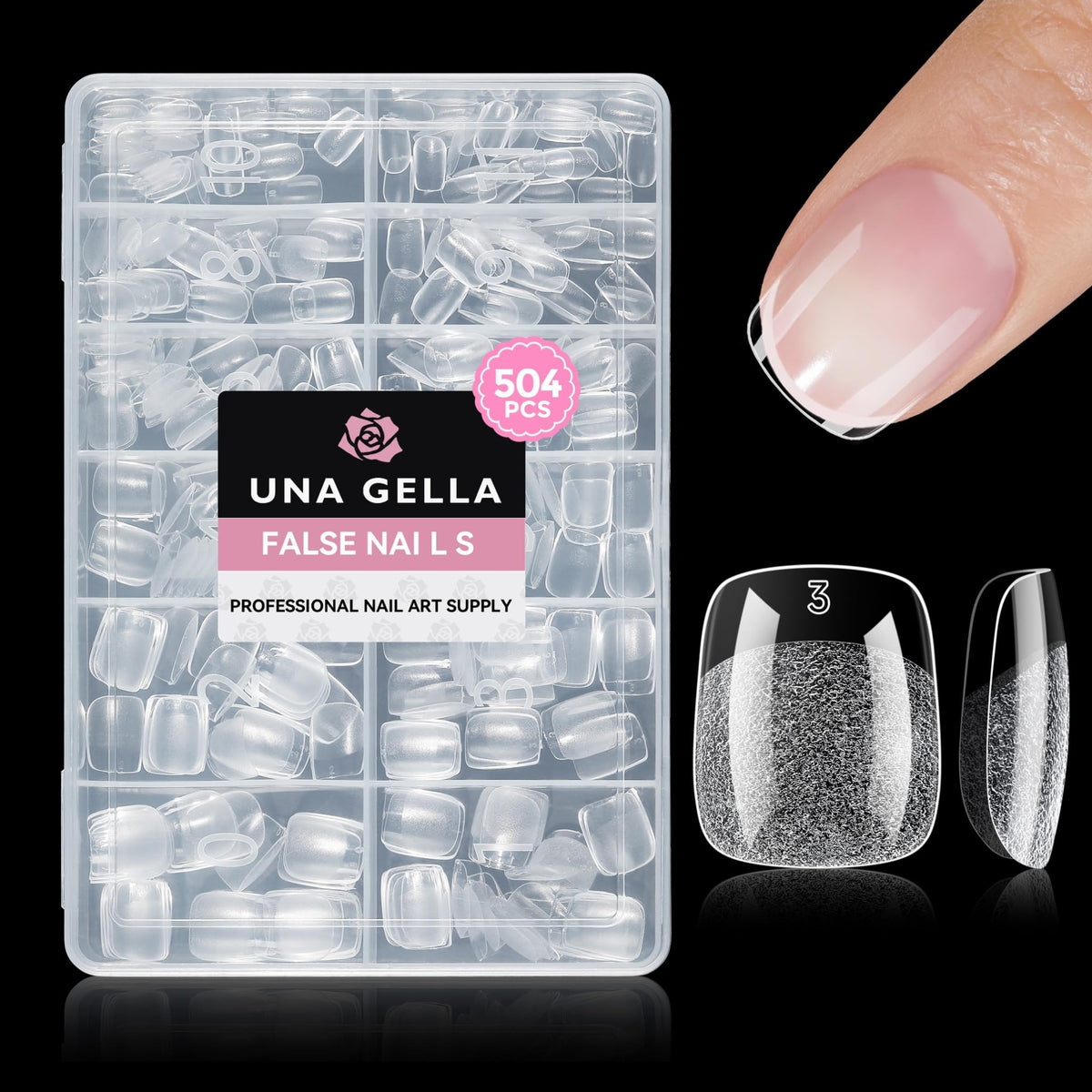 UNA GELLA Kurze Mandel Nail Tips 504 Stück
