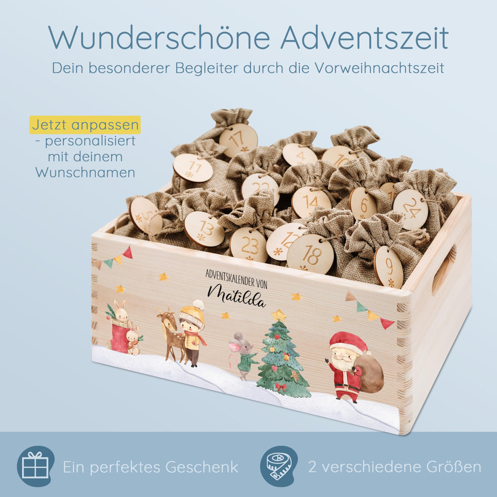 Bärenfreunde Personalisierter Adventskalender zum Befüllen, Holz, Baum