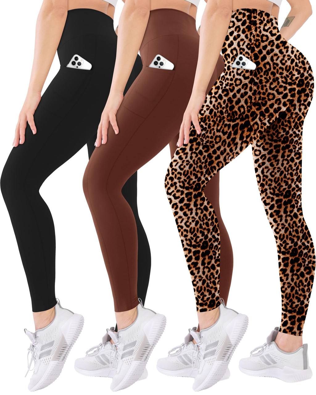 Blisset 3 Pack High Waisted Leggings for Women with Pockets Soft Active Compression Pants for Yoga Running & Daily Wear