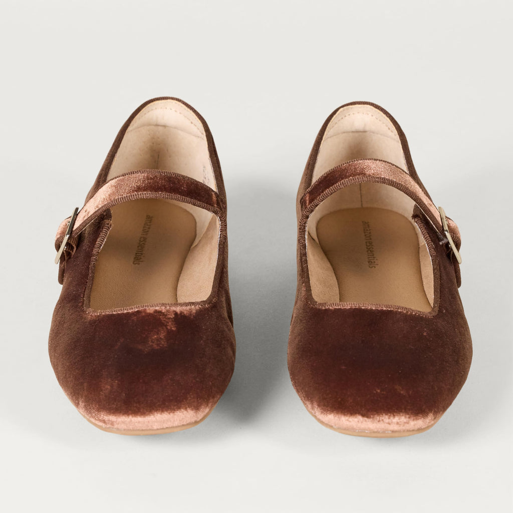 Amazon Essentials Women's Square-Toe Mary Jane Ballet Flat with Adjustable Metal Buckle Strap, Non-Slip Low Heel, Cushioned