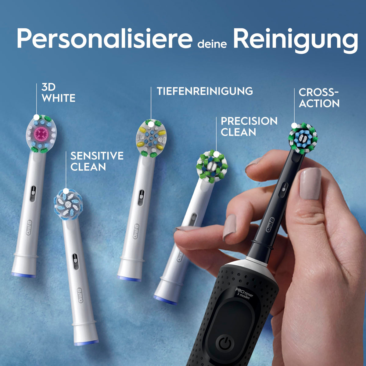 Oral-B Vitality Pro Elektrische Zahnbürste/Electric Toothbrush, 3 Putzmodi für Zahnpflege & Protect X Clean Zahnbürstenkopf, Geschenk Mann/Frau, Designed by Braun, schwarz, 1 stück (1er Pack)