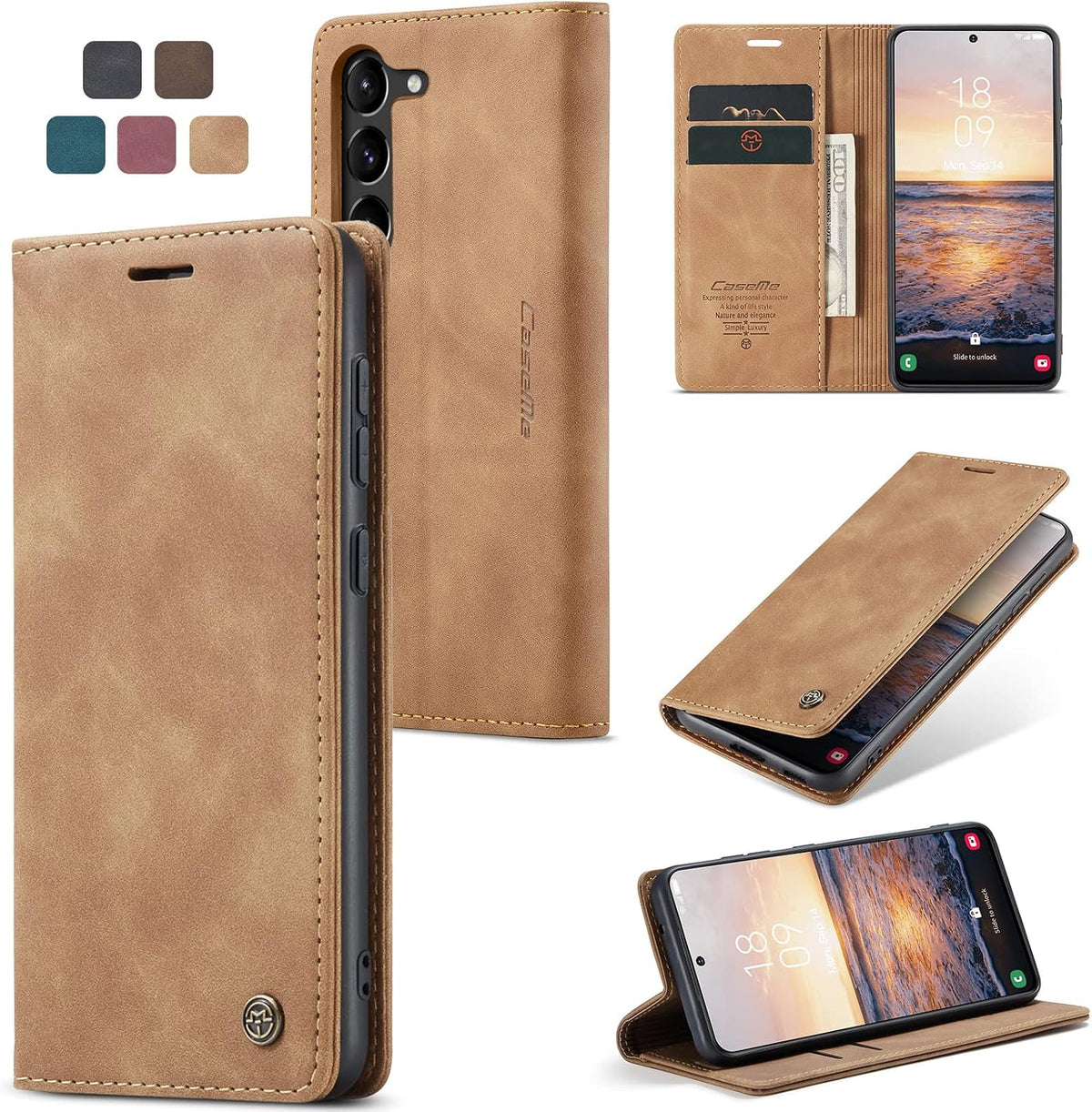 Handyhülle für Honor Magic 6 Pro Hülle Premium PU Klapphülle RFID Lederhülle Faltbare Schutzhülle Kartenfach Standfunktion Handytasche Hülle Honor Magic 6 Pro 5G - Schwarz