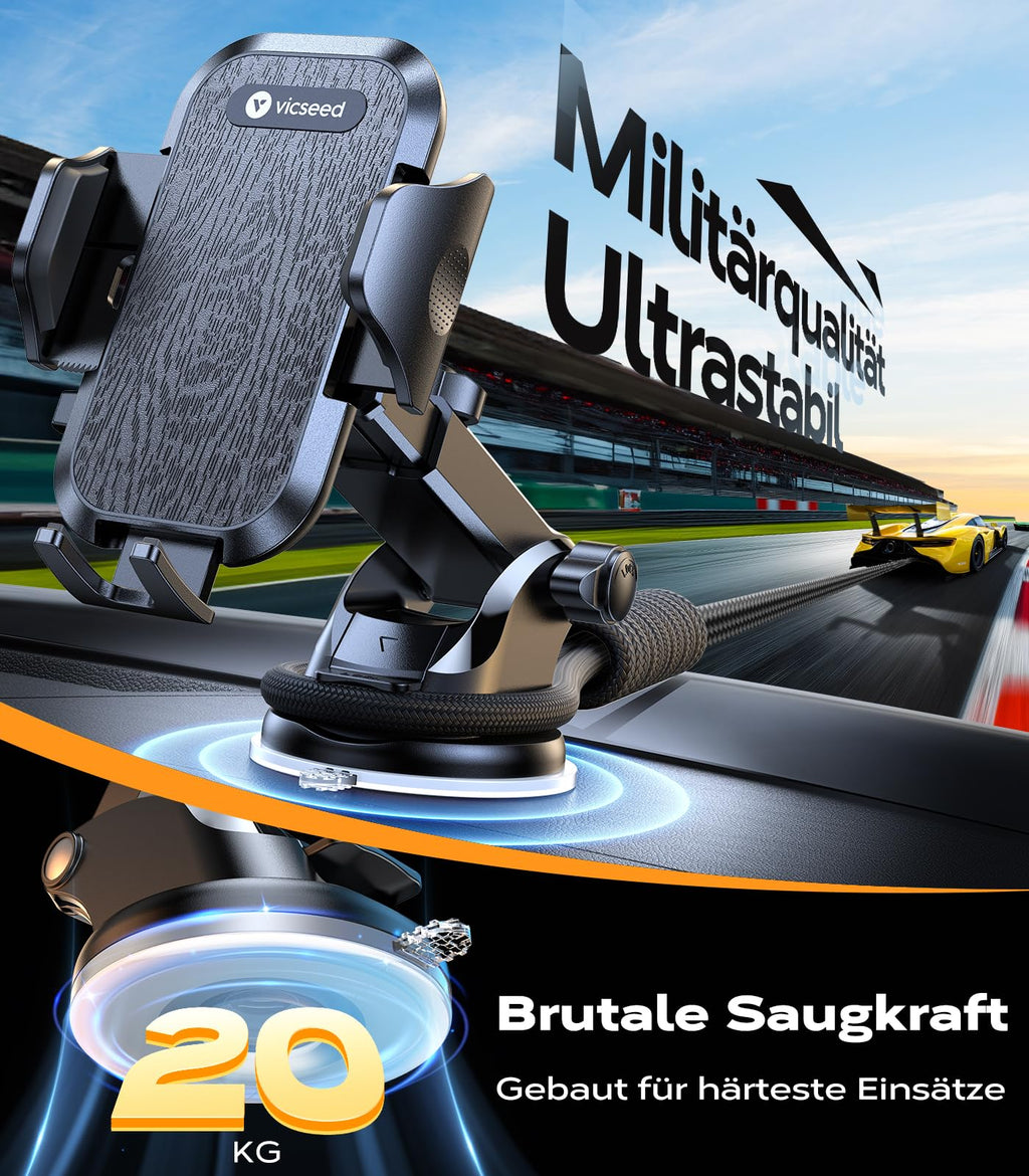 VICSEED 2026 Beste Militärische Handyhalterung Auto [20KG Starker Saugnapf]