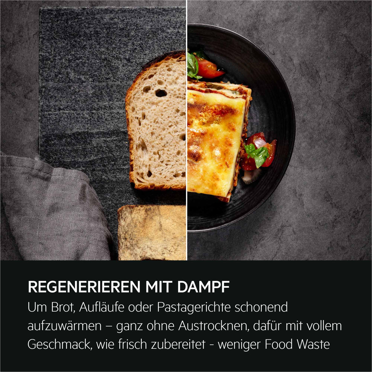 AEG Einbaubackofen, Serie 5 Ringheißluft: Gleichmäßige Garergebnisse auf 3 Ebenen, Pyrolyse Selbstreinigung, 45 Automatikprogramme, LED-Touchdisplay, Schnellaufheizung, Edelstahl, OU5PB40WSM