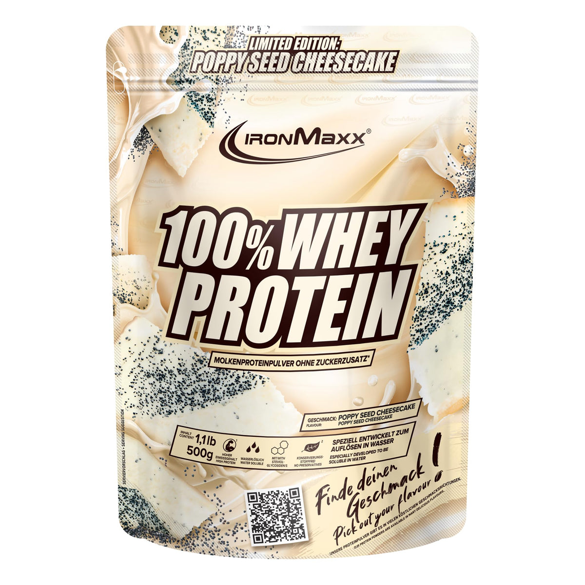 IronMaxx 100% Whey Protein Pulver - French Vanilla 500g Beutel | zuckerreduziertes, wasserlösliches Eiweißpulver aus Molkenprotein | viele verschiedene Geschmacksrichtungen