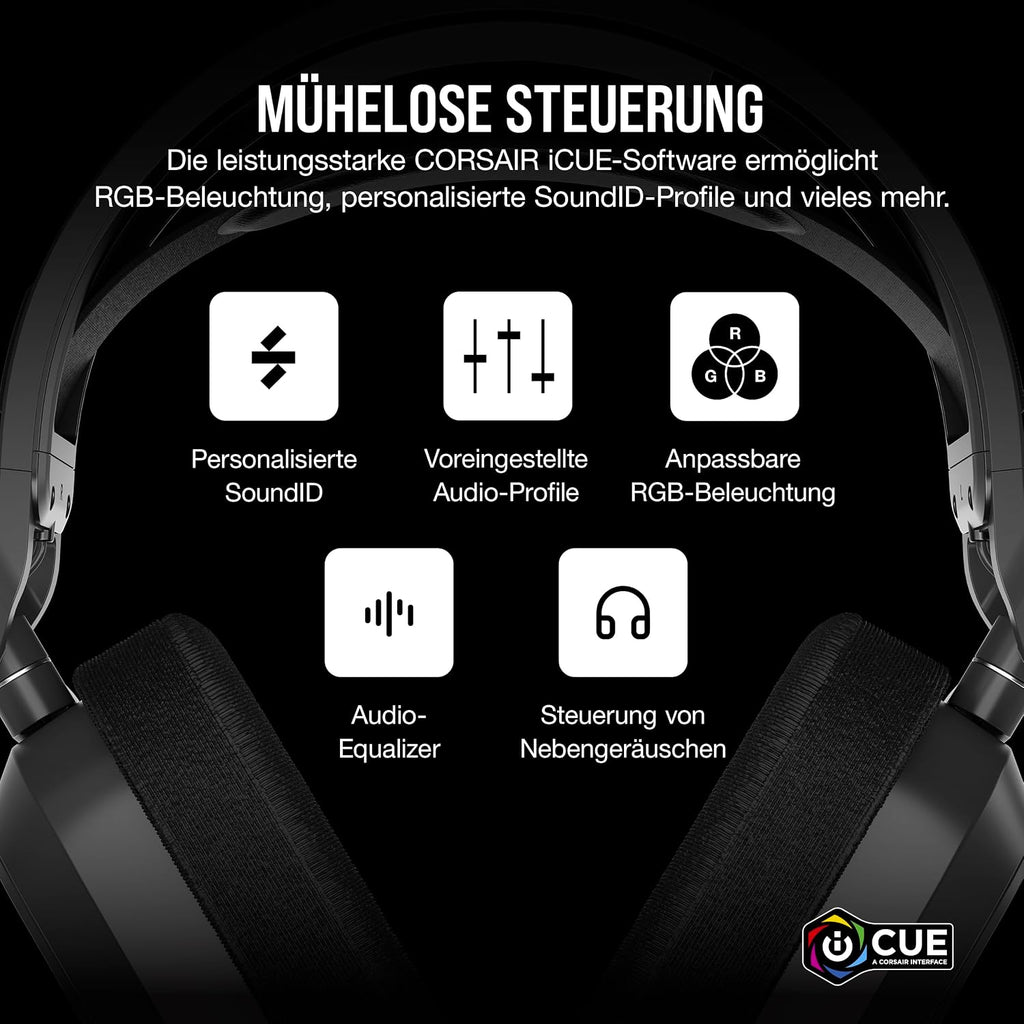 Corsair HS80 MAX Wireless Multiplattform-Gaming-Headset – Stahlgrau