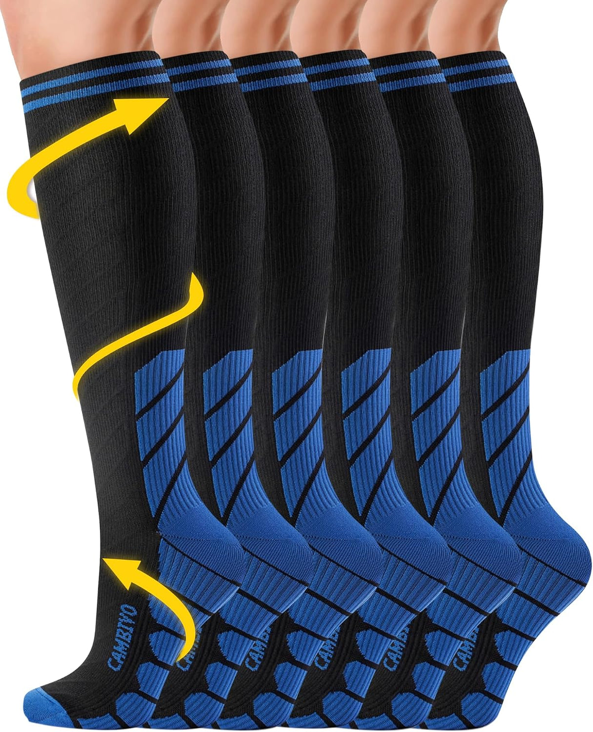CAMBIVO Bas de Contention Femme Homme 3Paires, Chaussettes de Compression 20-30mmHg, Chaussette Contention Classe 2, pour Circulation Sanguine, Course a Pied, Voyage Avion, Sport, Running, Infirmiere