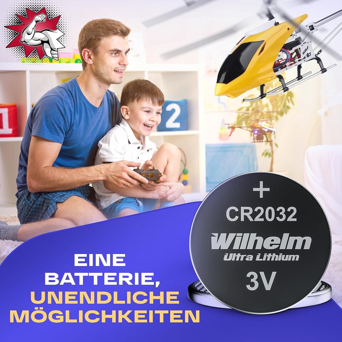 Wilhelm CR2032 Lithium Knopfzellen Batterien 3V CR 2032 – 100 Stück