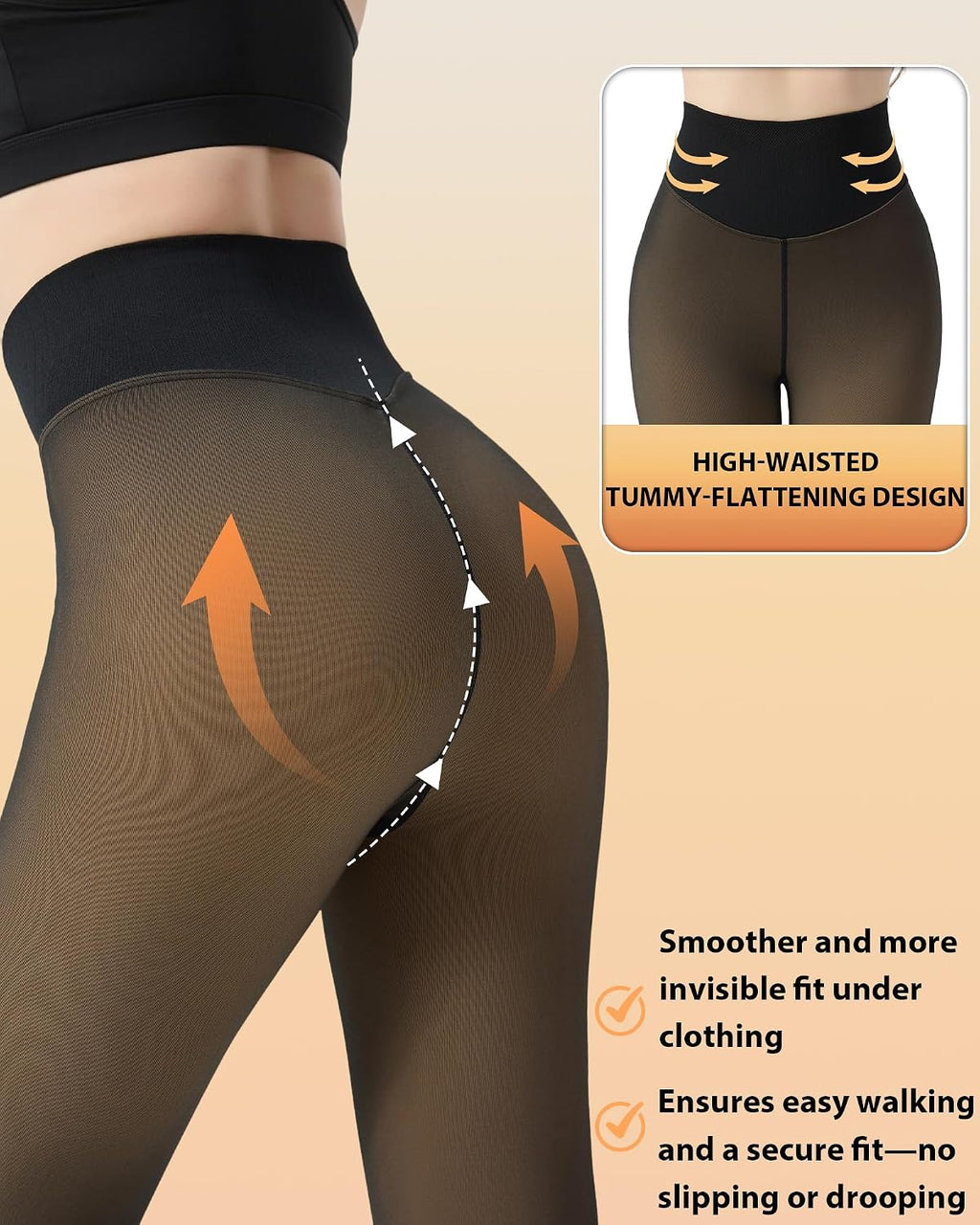 HOWIN Collant Polaire Femme Collant Thermique Effet Transparent Hiver
