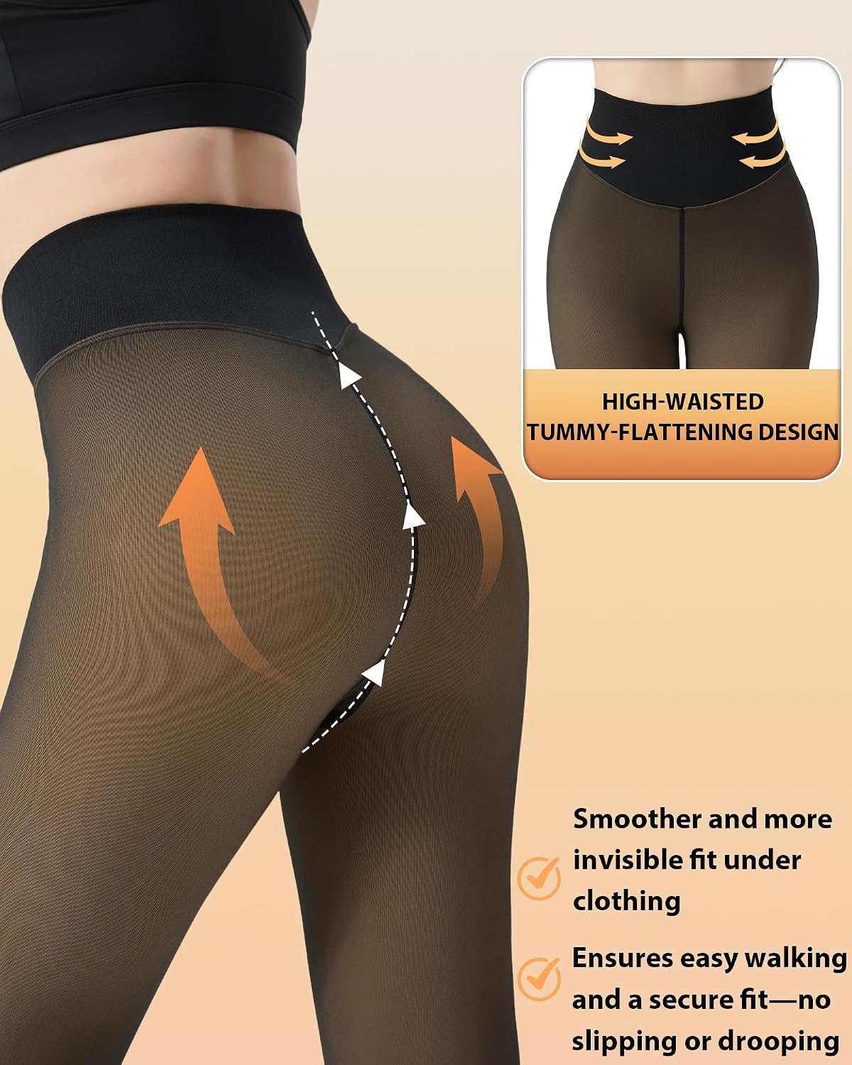 HOWIN Collant Polaire Femme Collant Thermique Effet Transparent Hiver