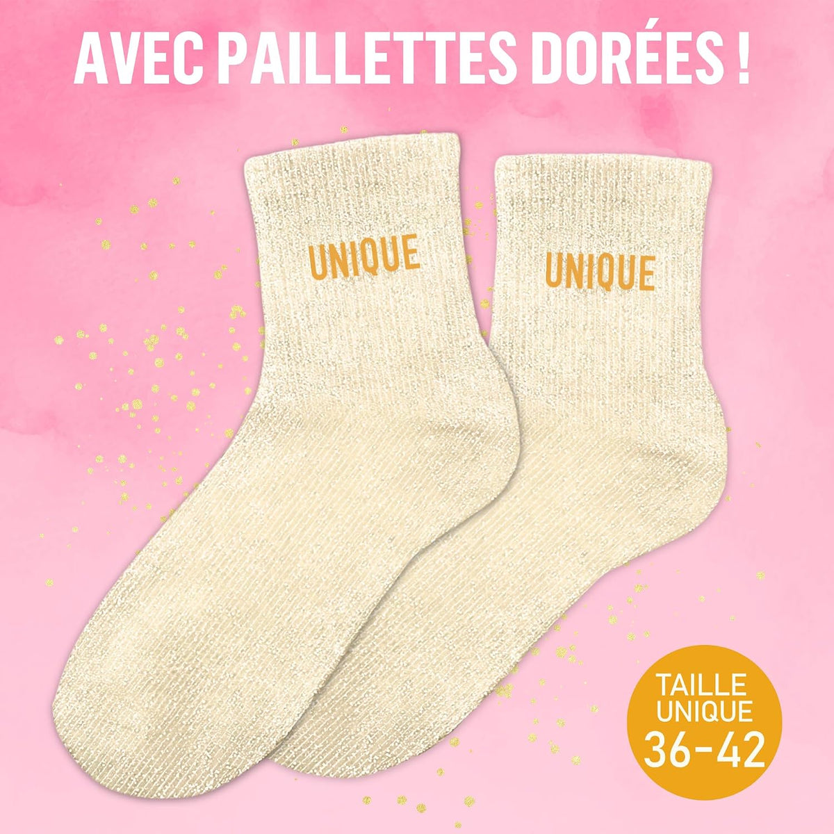 MASSA Chaussettes Paillettes - Taille Unique - Parfaite, Unique, Wesh, Tana, Princesse, Pipelette, Raleuse, Gourmande, Aigrie, Mamounette - Chaussettes à Paillettes
