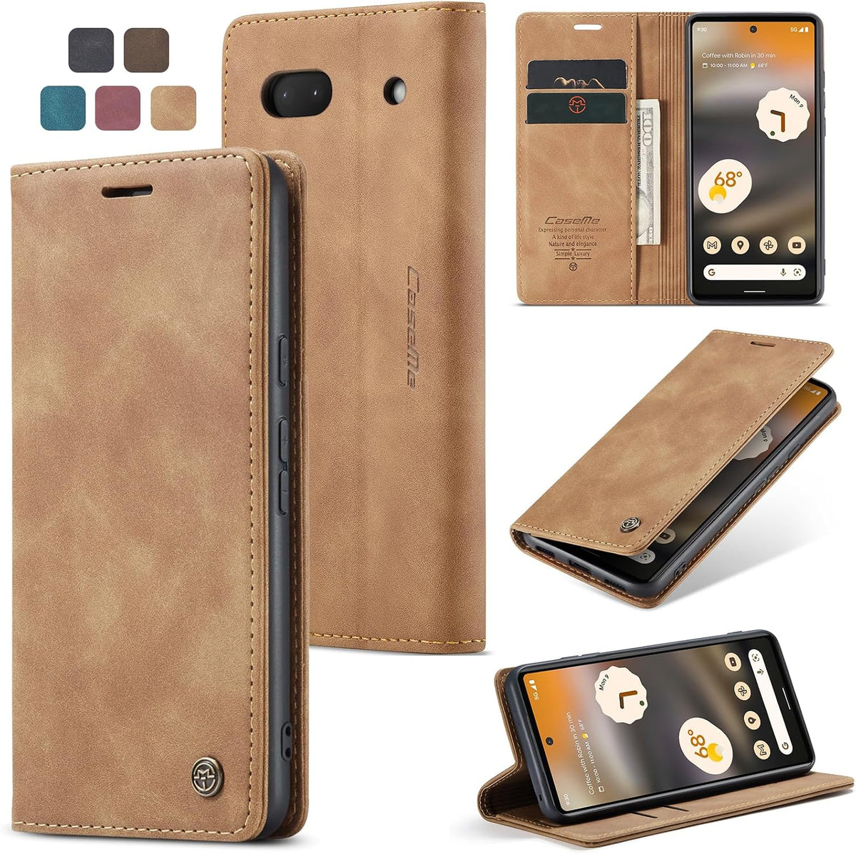 Handyhülle für Honor Magic 6 Pro Hülle Premium PU Klapphülle RFID Lederhülle Faltbare Schutzhülle Kartenfach Standfunktion Handytasche Hülle Honor Magic 6 Pro 5G - Schwarz