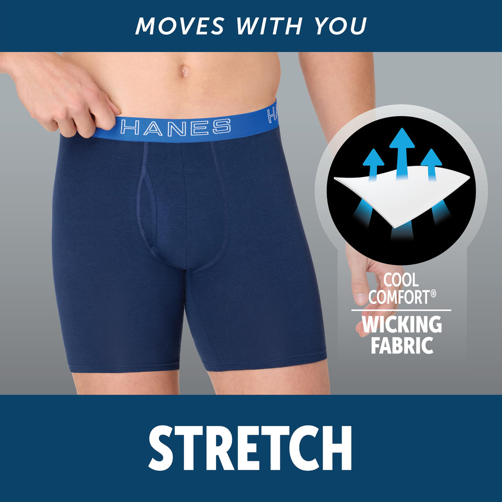 Hanes Men's Boxer Brief Underwear Pack, Stretch Cotton Boxer Briefs for Men, Moisture-wicking, 6-pack