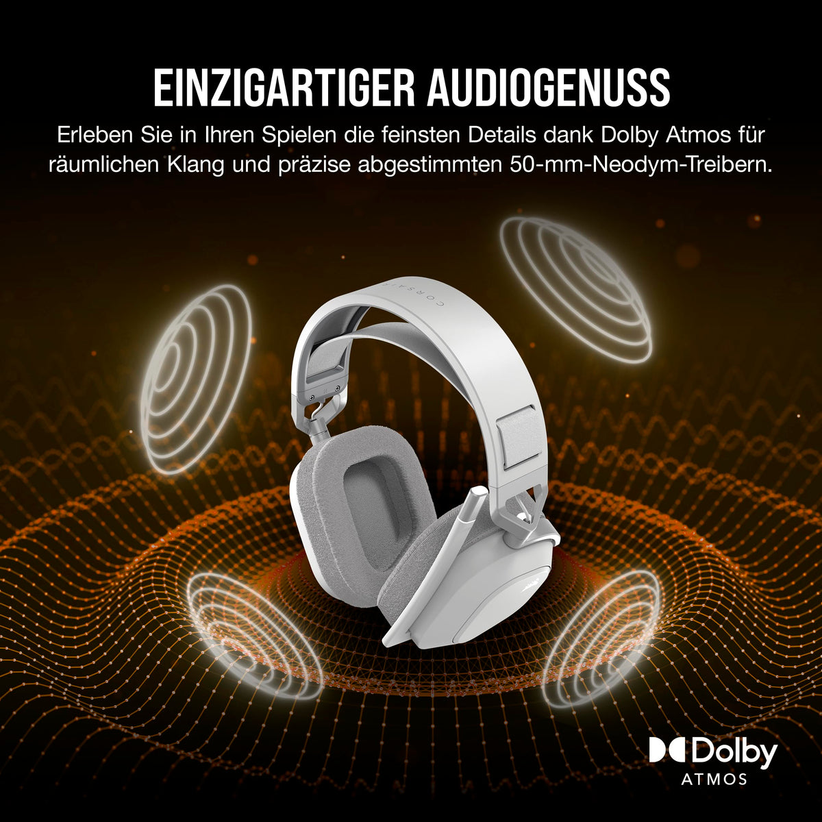 Corsair HS80 MAX Wireless Multiplattform-Gaming-Headset – Stahlgrau