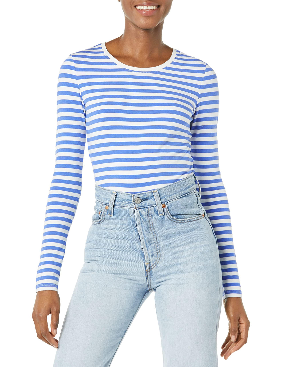 Amazon Essentials Damen Regular-Fit Langarm-T-Shirt Rundhalsausschnitt (In Übergröße Erhältlich)