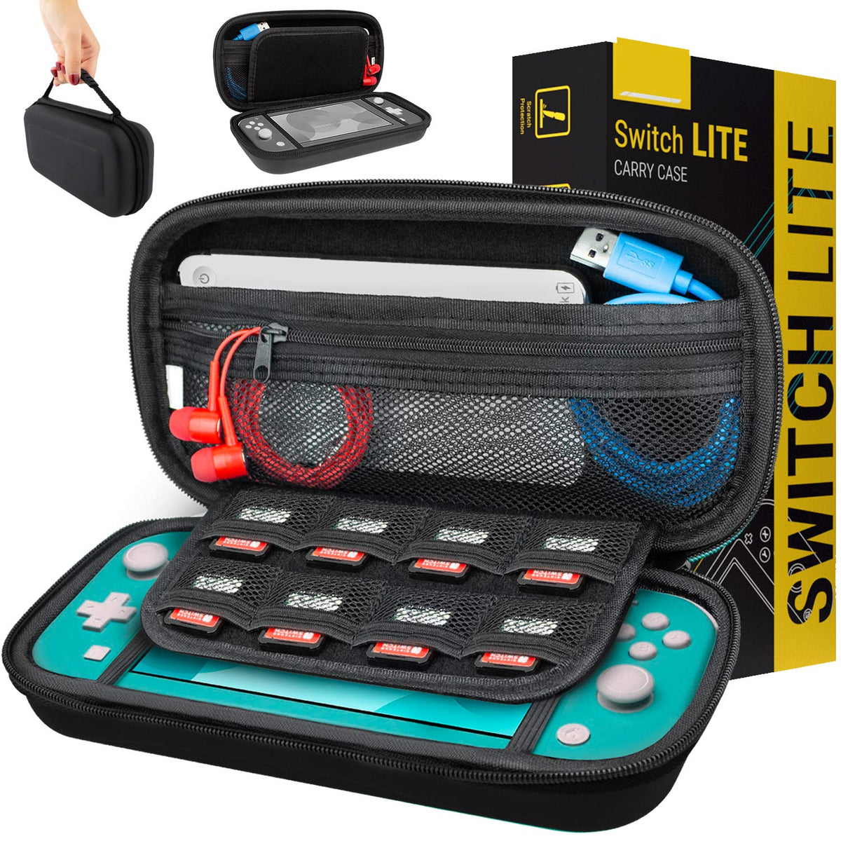 Orzly Tragetasche kompatibel mit Nintendo Switch Lite (2019) – Aufbewahrungstasche - Hartschalen Case/Hülle/Schutzhülle für die Verwendung mit der Nintendo Switch Lite Konsole & Accesoires - ROSA