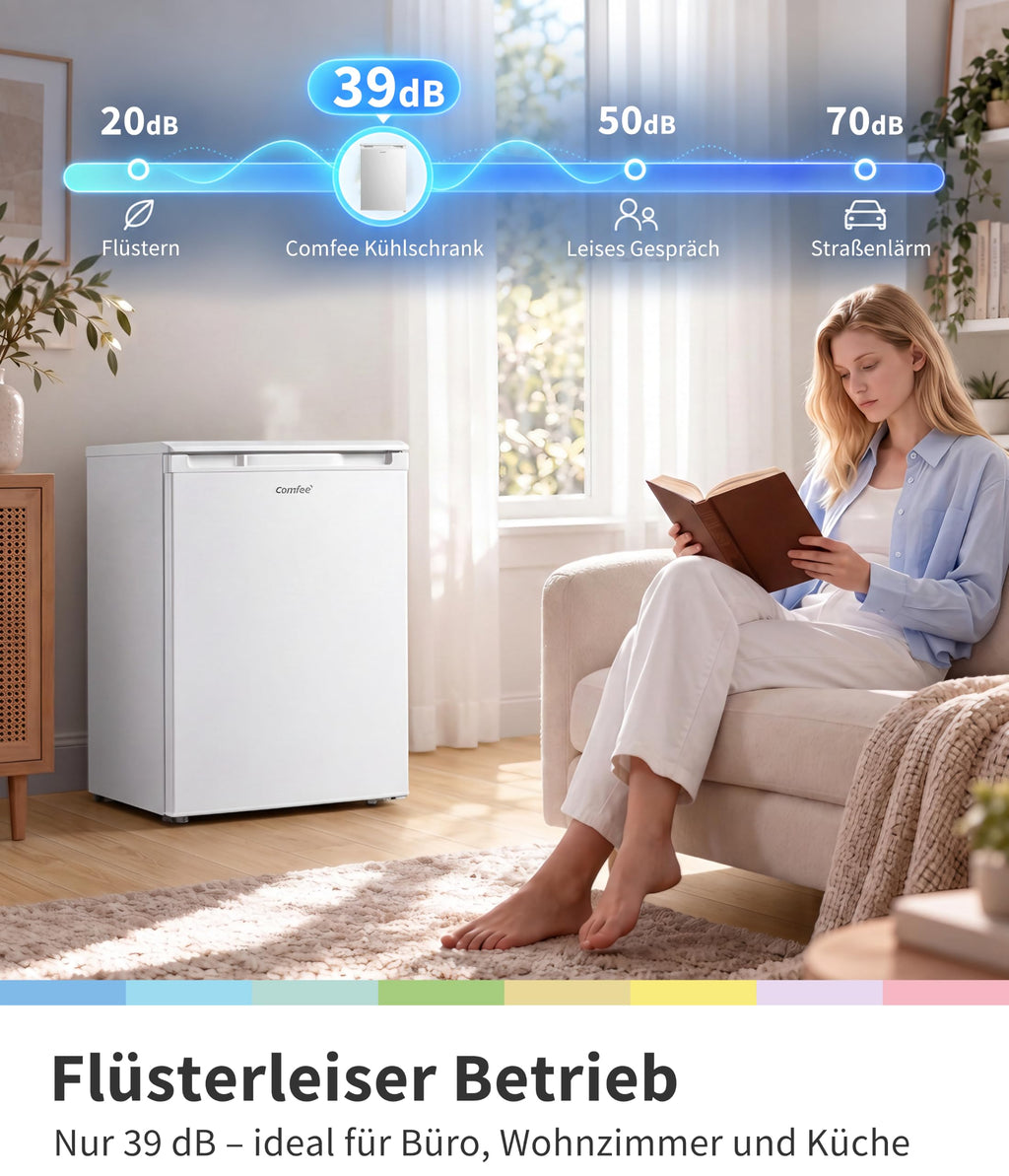 Comfee 113L kühlschrank mit gefrierfach, 35dB, Inverter Kompressor, EEK D