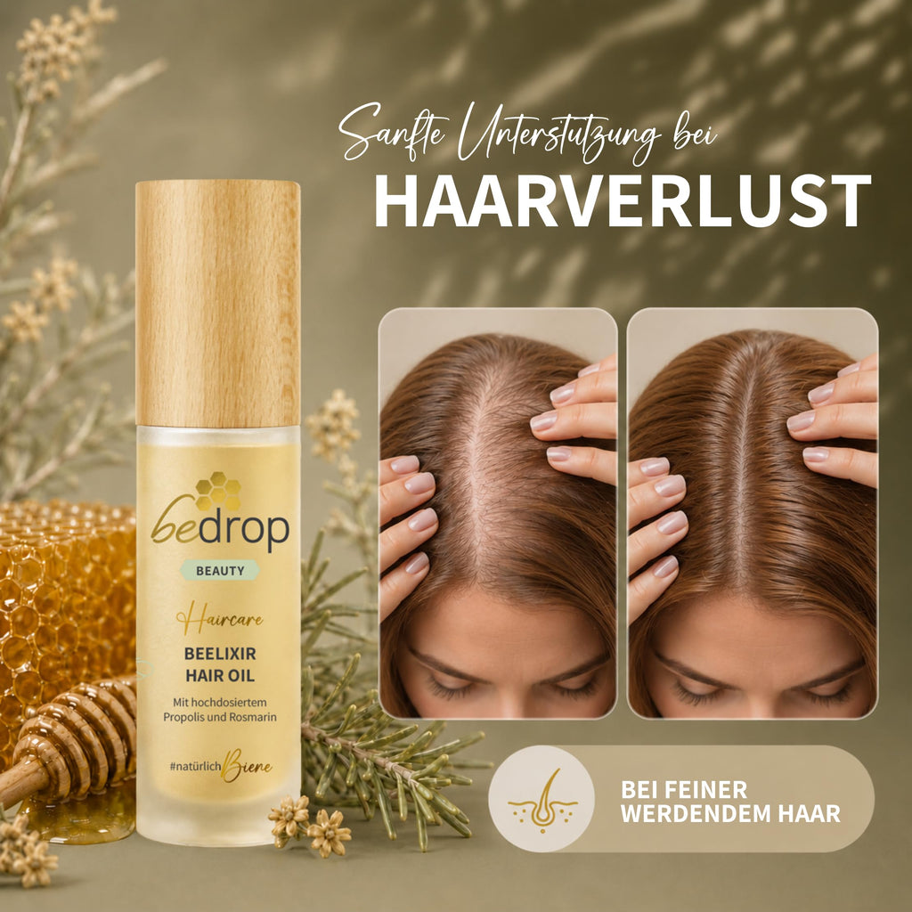 bedrop Beelixir Haaröl bei Haarausfall - Für Haarwachstum & als stärkende Pflege für Haare und Kopfhaut | mit Manuka Honig, Propolis, Rosmarin Extrakt - 30ml (3er Pack)