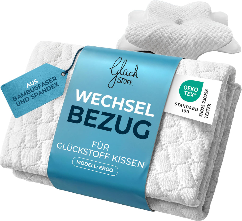 Glückstoff® Ergonomisches Kissen (für alle Schlaftypen) Kopfkissen aus Memory Foam | Nackenstützkissen Ergonomisches Kopfkissen Seitenschläferkissen Grau