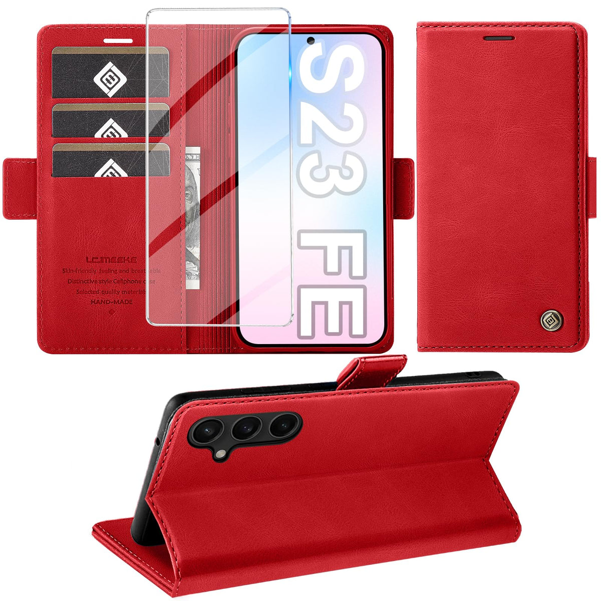 Giyer Handyhülle für Samsung Galaxy S24 5G Hülle mit Schutzfolie, Schutzhülle Galaxy S24 5G PU-Leder Wallet Flip Case Standfunktion Kartenfach Klapphülle für Samsung S24 5G Full Cover (Grün)