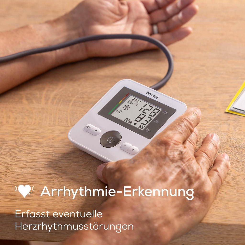 Beurer BM 27 Oberarm-Blutdruckmessgerät mit Manschettensitzkontrolle, klinisch validiert, Manschette für 22-42 cm, Risikoindikator, Arrhythmie-Erkennung, Datenübertragung zu Apple Health und co.