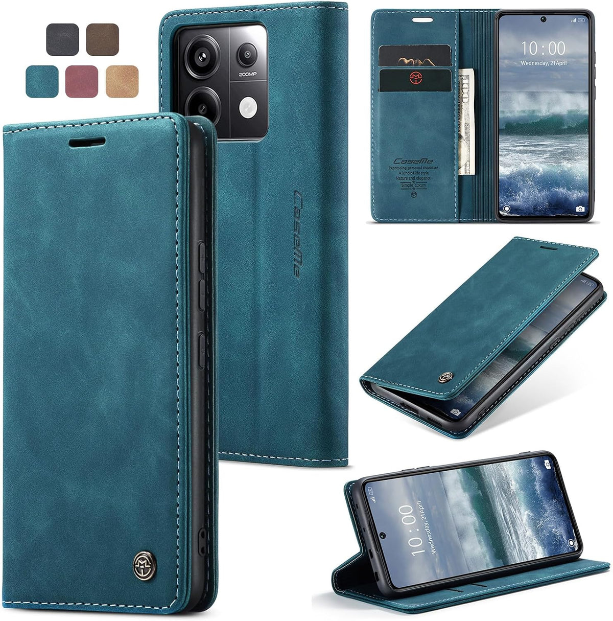 Handyhülle für Honor Magic 6 Pro hülle Premium PU klapphülle RFID Lederhülle Faltbare Schutzhülle Kartenfach Standfunktion Handytasche hülle Honor Magic 6 Pro 5G - Schwarz