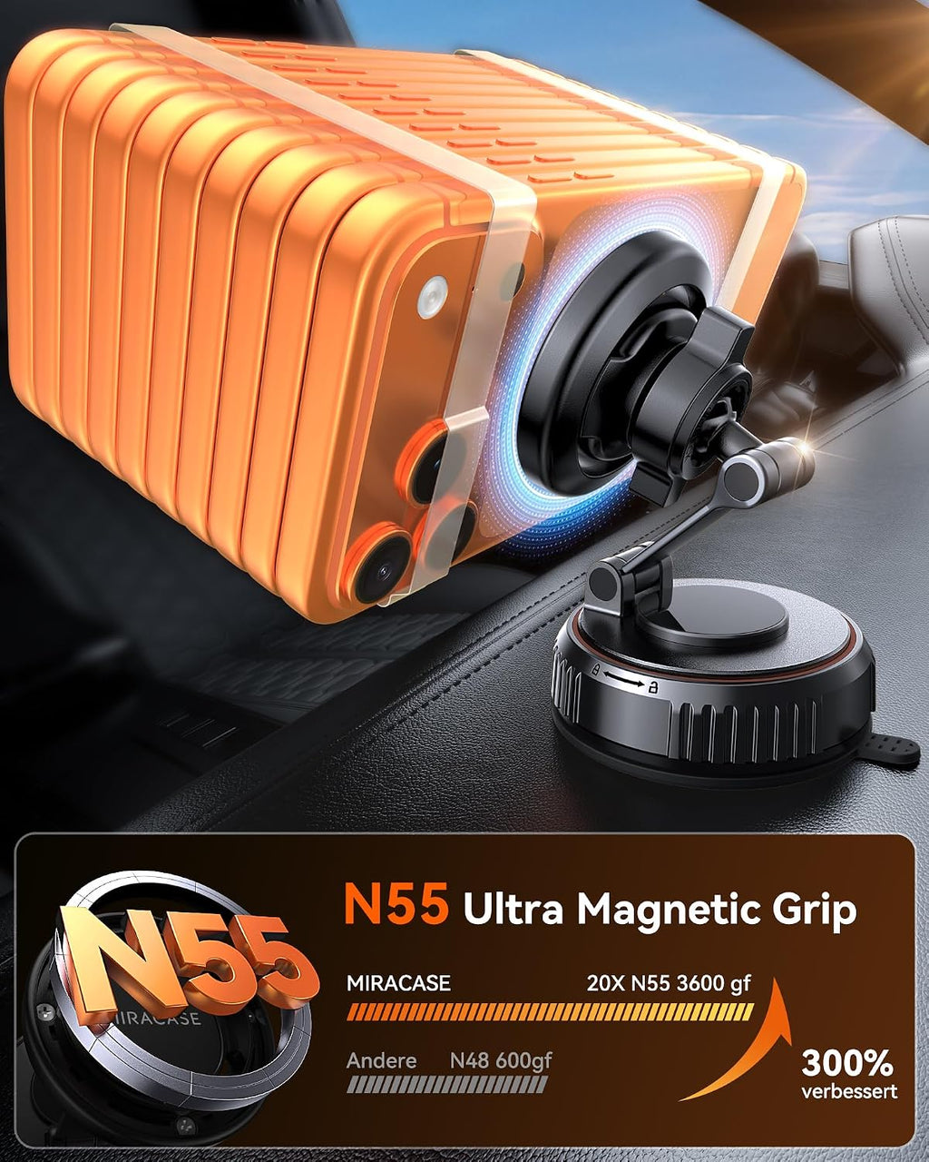 Miracase [2026 Upgraded Handyhalterung Auto Handy Halterung,Universal Car Phone Holder[Stärkste Saugnapf & Lüftungshaken] 360° Drehbar kfz autohalterung Lautsprecher für iPhone Samsung Galaxy Google