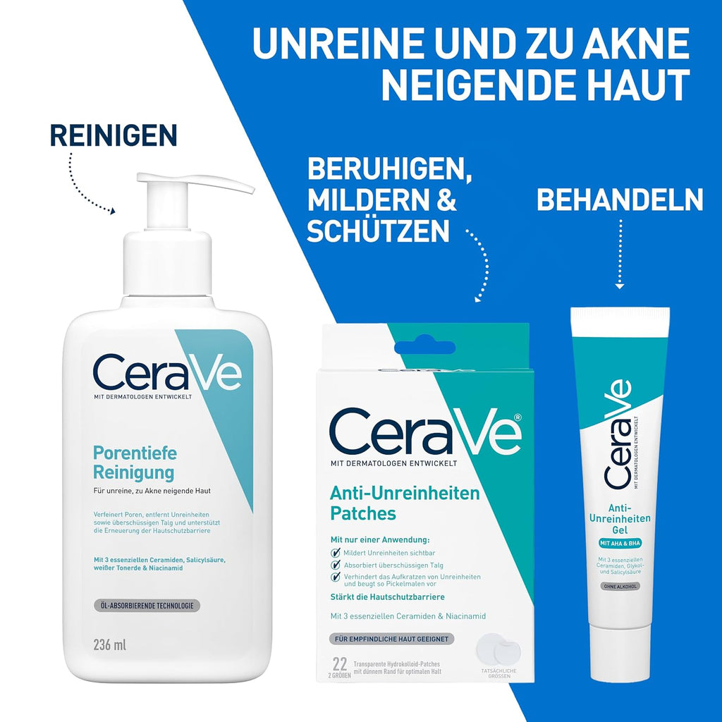 CeraVe Porentiefe Reinigung Waschgel für das Gesicht gegen Pickel, 236 ml