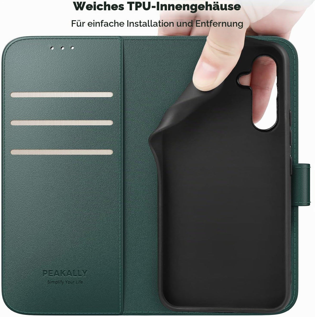Peakally Handyhülle für Samsung Galaxy A17 5G Hülle [Mit 1 Stück Panzer Schutz Glas] [Premium PU Leder] [RFID-Blockierung] [Kartenfach] Klapphülle kompatibel mit Galaxy A17 5G / 4G - Grün
