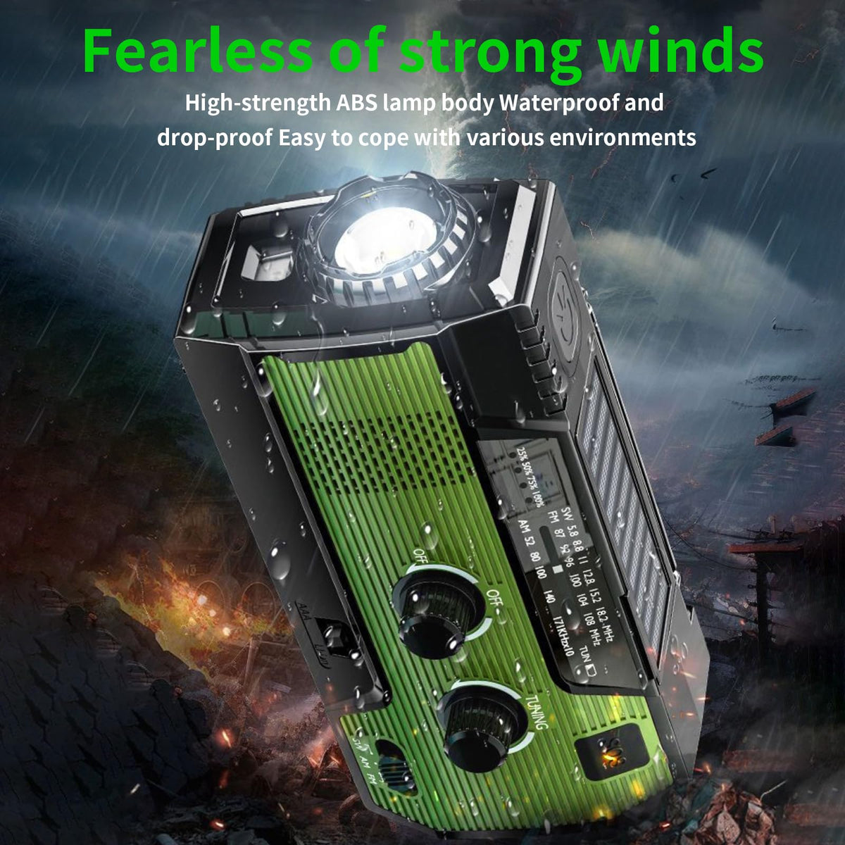 Notfall-Solarradio,Solarbaby Selbstbetriebenes Kurbelradio mit LED-Taschenlampe, SOS-Alarm,AM/FM Wetter Wind Up Radio mit 2000mAh Akku für Notladung von Smartphone,(Rod)