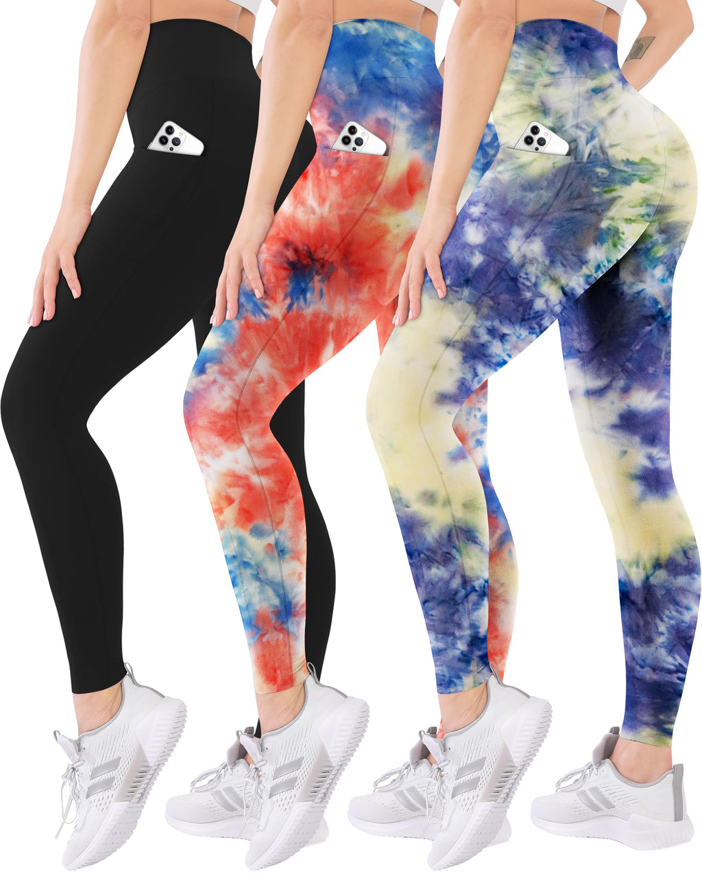 Blisset 3 Pack High Waisted Leggings for Women with Pockets Soft Active Compression Pants for Yoga Running & Daily Wear