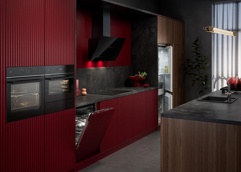 AEG Einbaubackofen, Serie 5 Ringheißluft: Gleichmäßige Garergebnisse auf 3 Ebenen, Pyrolyse Selbstreinigung, 45 Automatikprogramme, LED-Touchdisplay, Schnellaufheizung, Edelstahl, OU5PB40WSM