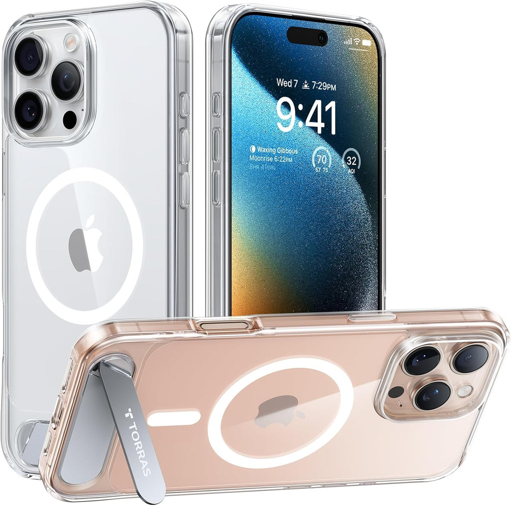 TORRAS Ostand L1 Hülle für iPhone 16 Pro für MagSafe Case, Schwarz