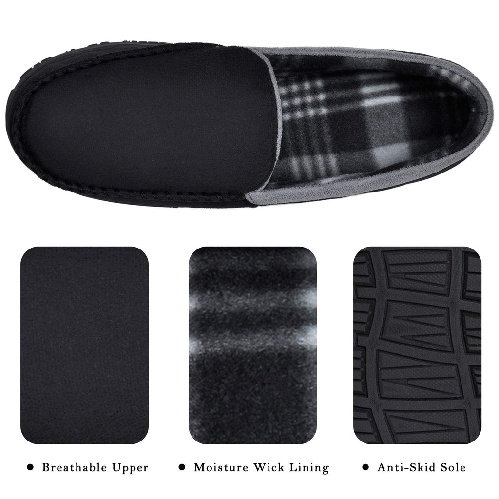 MIXIN Men's Cozy Moccasin Slippers Anti-Skid Slip On House Slippers with Comfy Memory Foam