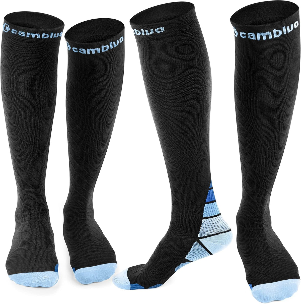 CAMBIVO Kompressionsstrümpfe für Damen & Herren, 2 Paar, Reise-Flugstrümpfe