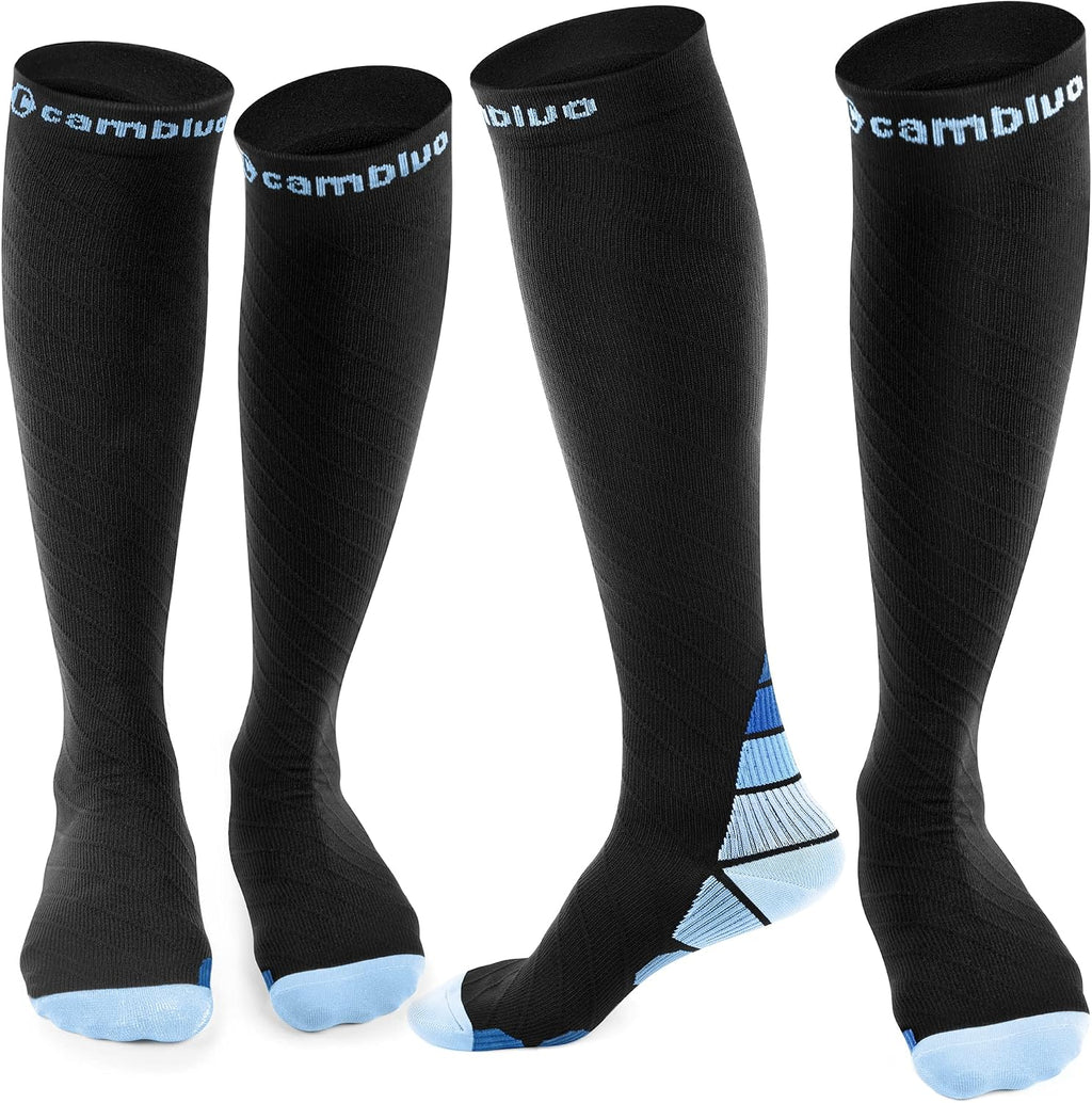 CAMBIVO Compression Socks for Women & Men 2 Pairs, Travel Flight Socks