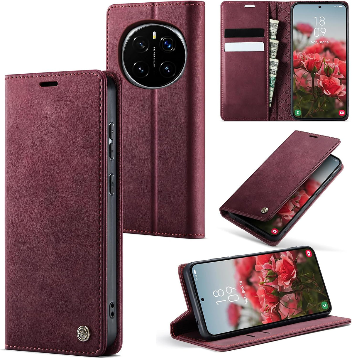 Handyhülle für Honor Magic 6 Pro Hülle Premium PU Klapphülle RFID Lederhülle Faltbare Schutzhülle Kartenfach Standfunktion Handytasche Hülle Honor Magic 6 Pro 5G - Schwarz