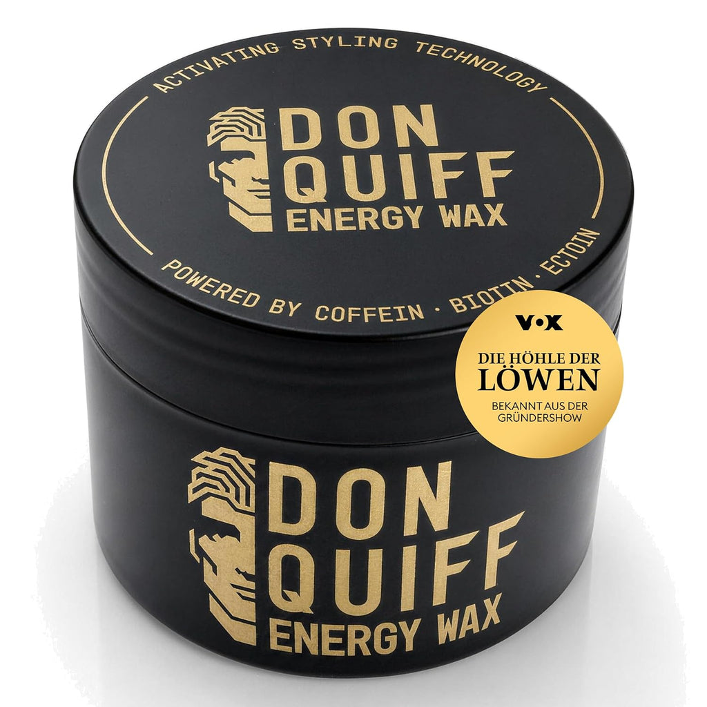 Don Quiff Energy Wax – Haarwachs für Männer aus Die Höhle der Löwen – starker matter Halt, Clay Pomade mit Coffein, Biotin & Ectoin, UVA/UVB-Filter – 80 ml – Made in Germany